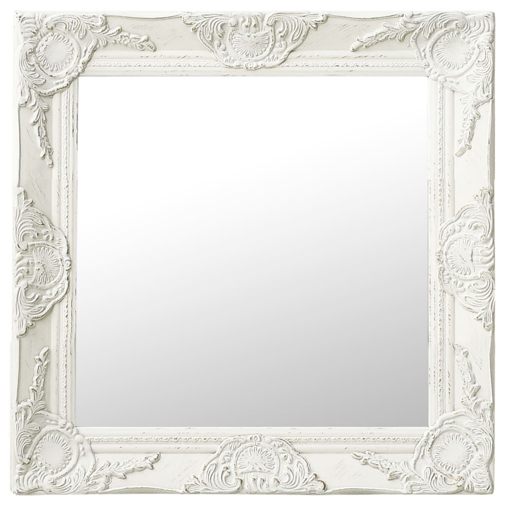 Vidaxl Specchio da parete in stile barocco 50x50 cm bianco