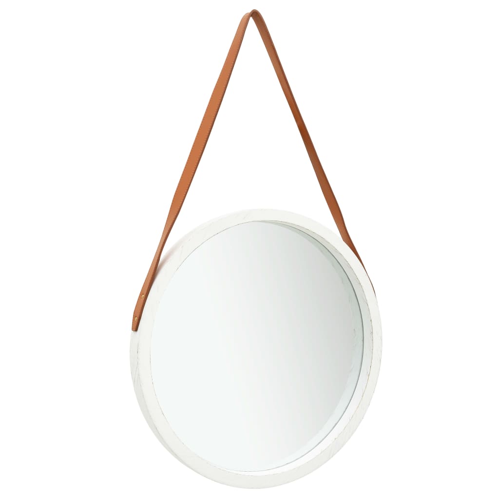 Vidaxl Wall Mirror med bånd 50 cm hvid