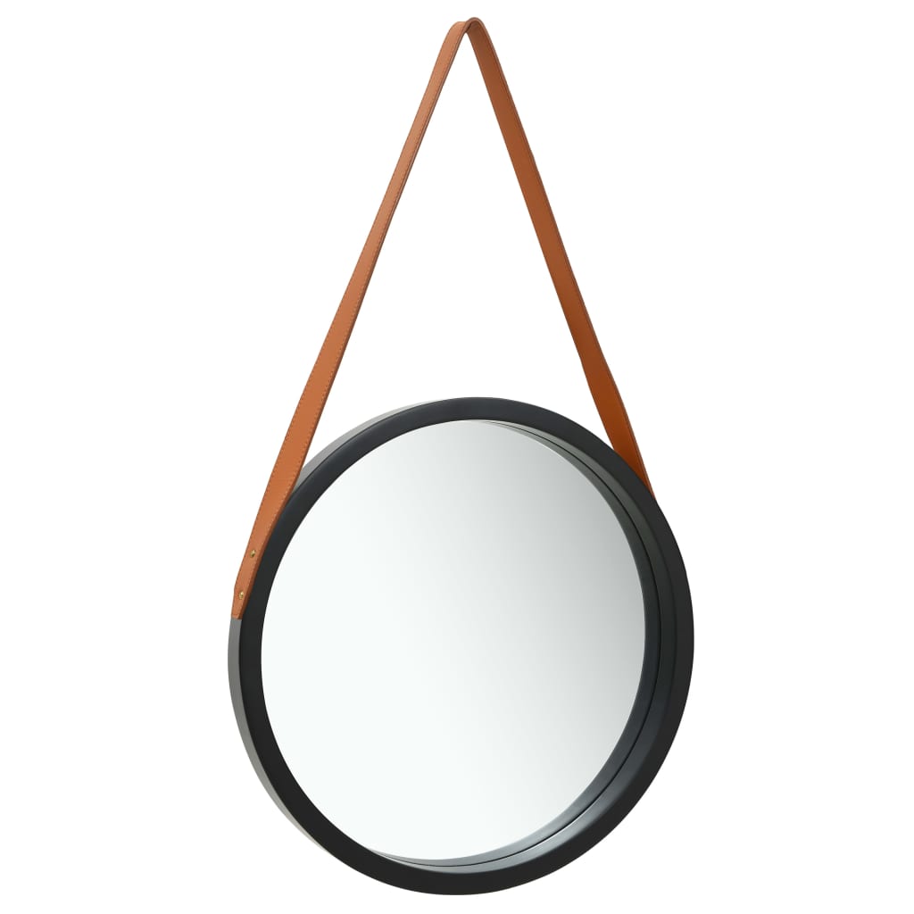 Vidaxl Wall Mirror With Band 50 Cm Black