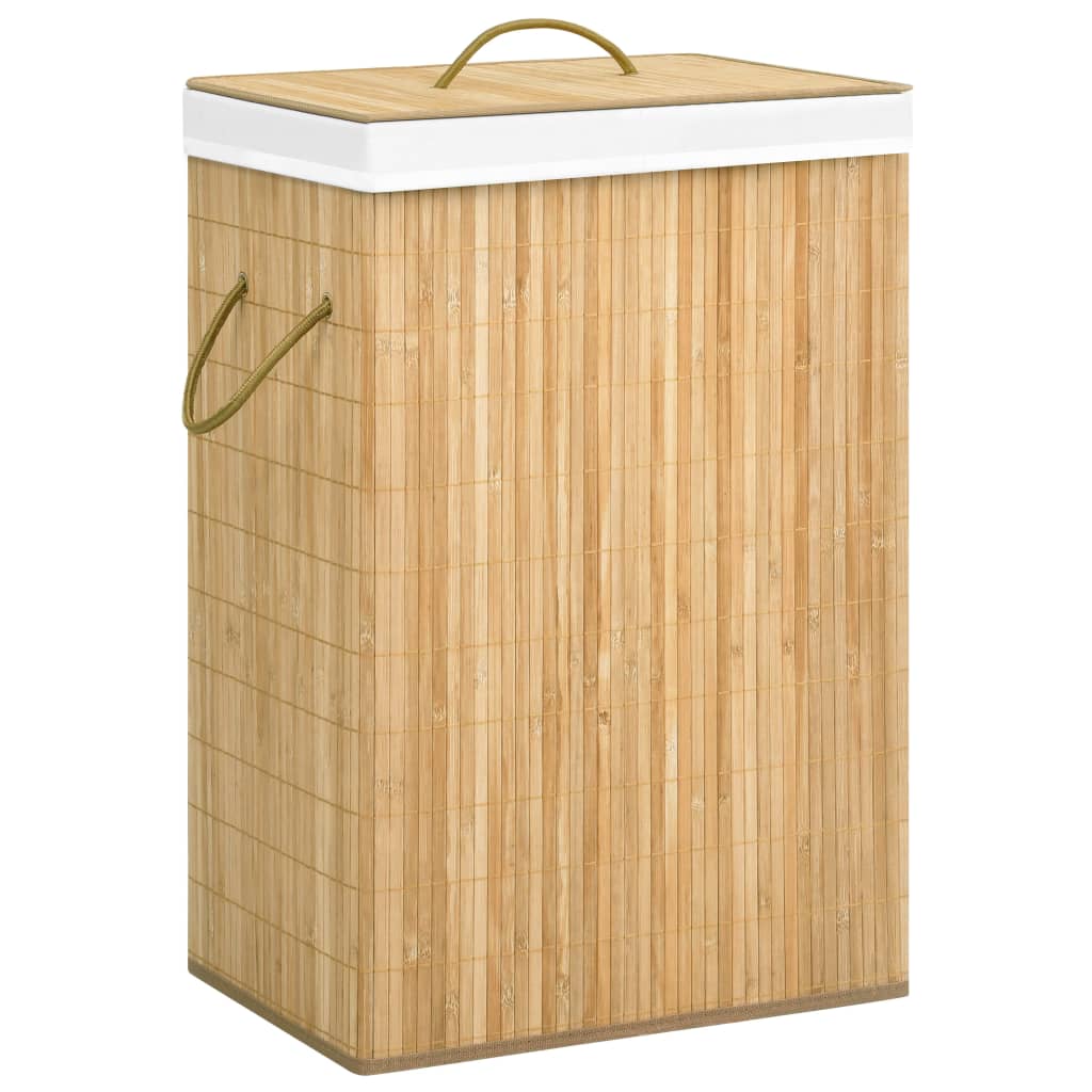 Vidaxl laundry basket with 2 compartments 72 l bamboo