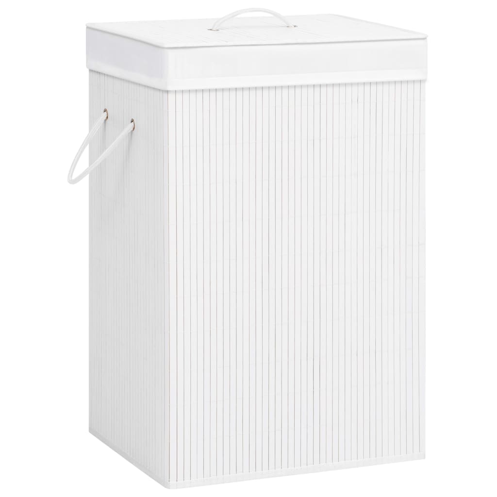 Vidaxl Laundry Basket con 2 compartimenti 72 L BAMBOO BIANCO