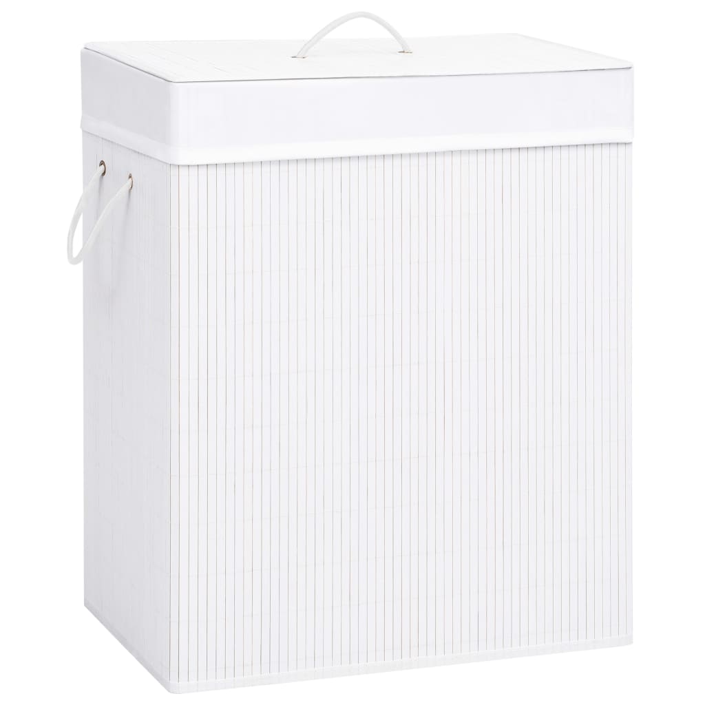 Vidaxl laundry basket with 2 compartments 100 l bamboo white