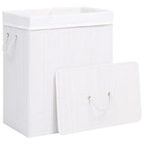 Vidaxl laundry basket with 2 compartments 100 l bamboo white