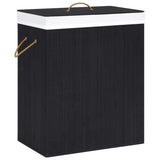 Panier à linge Vidaxl avec 2 compartiments 100 l Bamboo noir