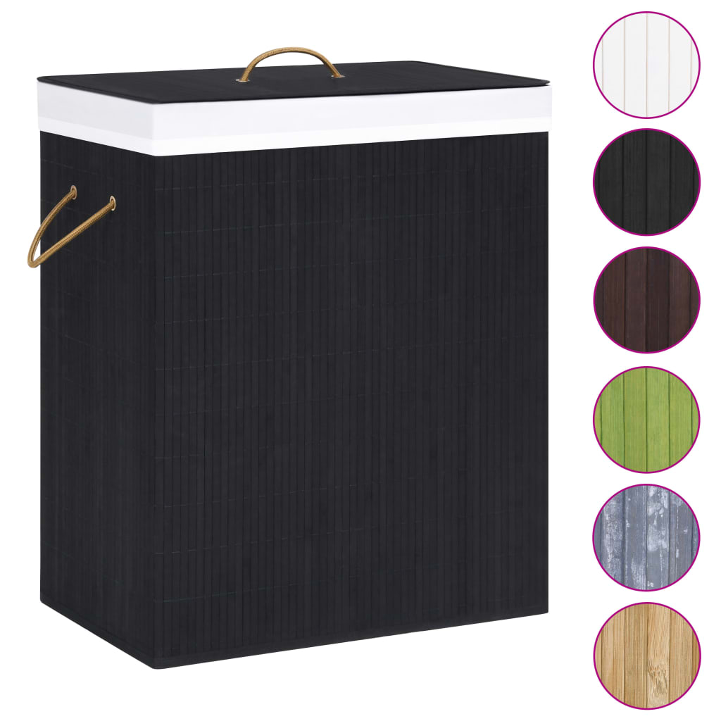 Vidaxl Laundry Basket con 2 compartimenti da 100 l Bamboo nero