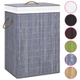 Vidaxl laundry basket with 1 box bamboo gray