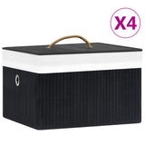 Boîtes de stockage vidaxl 4 pc Bamboo noir