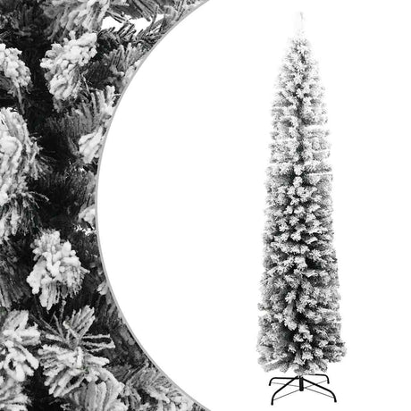 Vidaxx sapin de Noël artificiel avec neige étroit 240 cm PVC vert