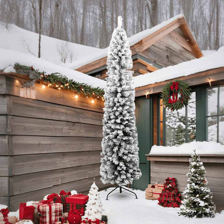 Vidaxx sapin de Noël artificiel avec neige étroit 240 cm PVC vert