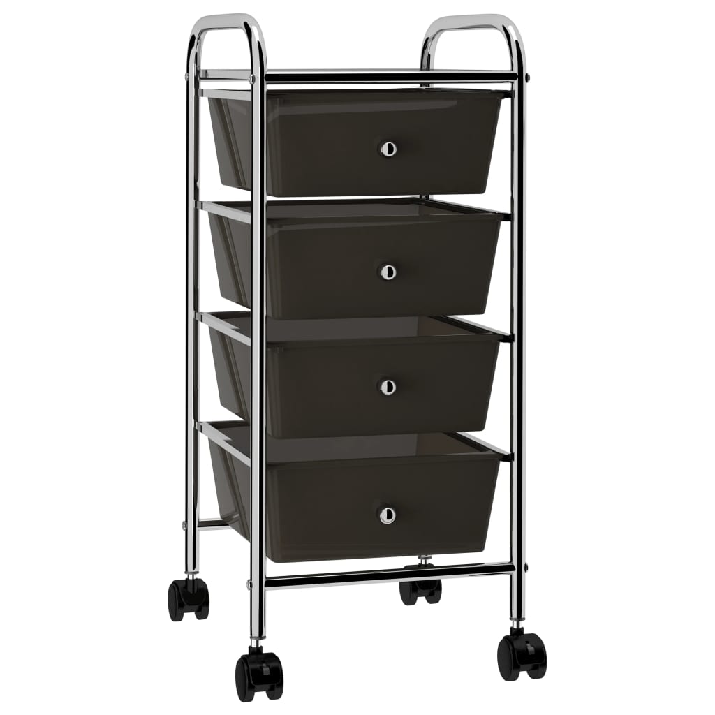 Vidaxl Storage trolley with 4 drawers mobile plastic black