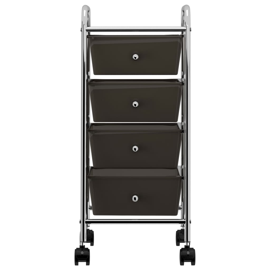 Vidaxl Storage trolley with 4 drawers mobile plastic black