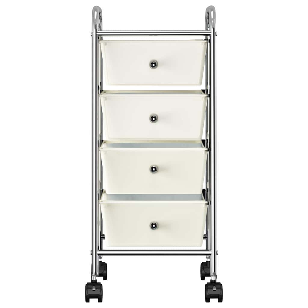 Chariot de rangement vidaxl avec 4 tiroirs en plastique mobile blanc