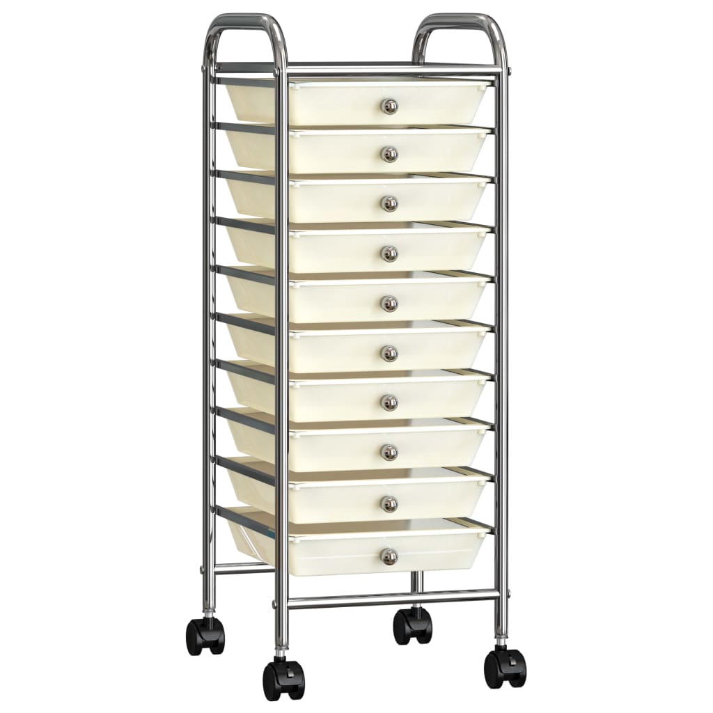 Vidaxl Storage Trolley con 10 cassetti Mobile Plastic White