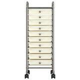 Chariot de rangement vidaxl avec 10 tiroirs en plastique mobile blanc