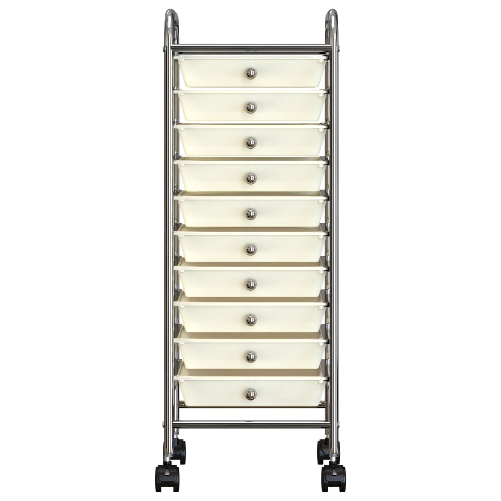 Vidaxl Storage trolley with 10 drawers mobile plastic white