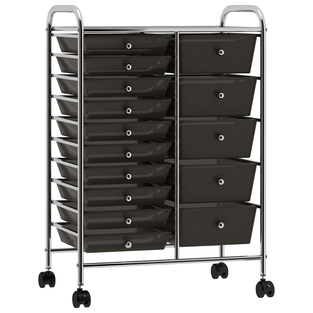 Vidaxl Storage Trolley con 15 cajones móvil XXL de plástico negro