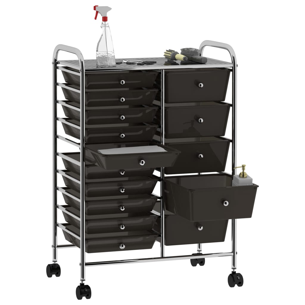 Vidaxl Storage Trolley con 15 cassetti mobile xxl plastica nero