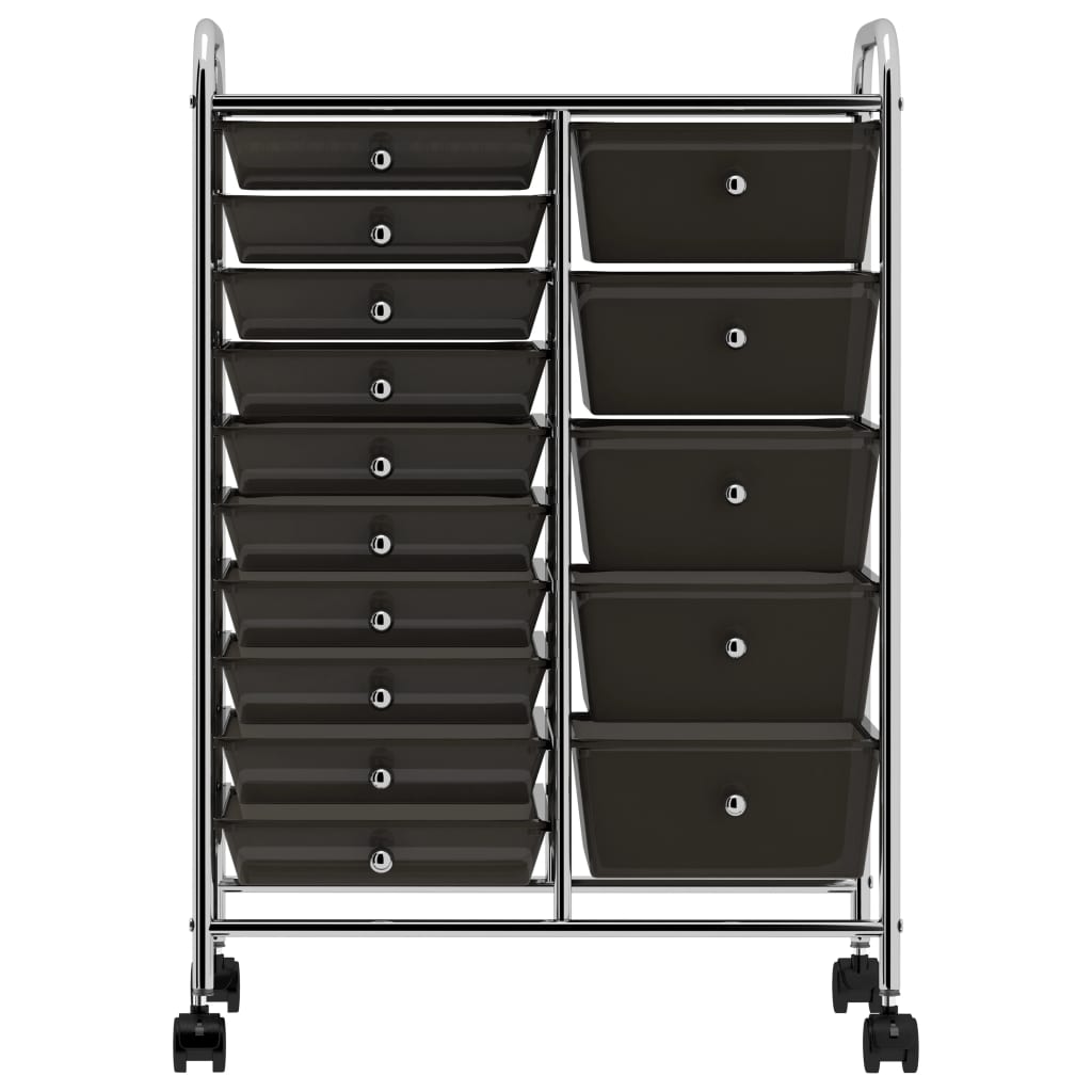 Vidaxl Storage Trolley con 15 cassetti mobile xxl plastica nero