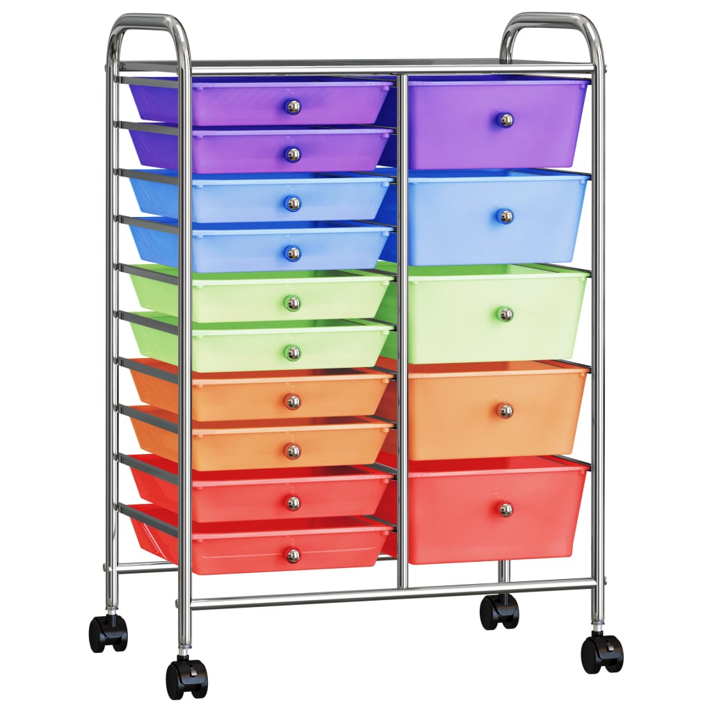 Vidaxl Storage Trolley con 15 cassetti mobile xxl in plastica multilorata