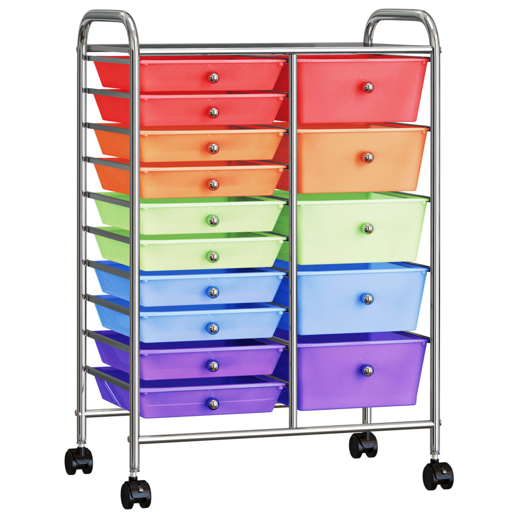 Vidaxl Storage Trolley con 15 cassetti mobile xxl in plastica multilorata