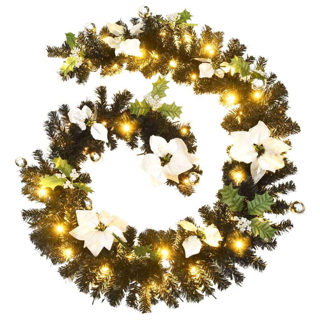 Vidaxl Christmas Garland s LED světly 2,7 ​​m PVC Black