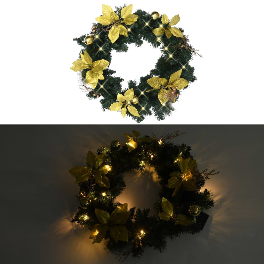 Vidaxl Christmas wreath with LED lights 60 cm PVC Green