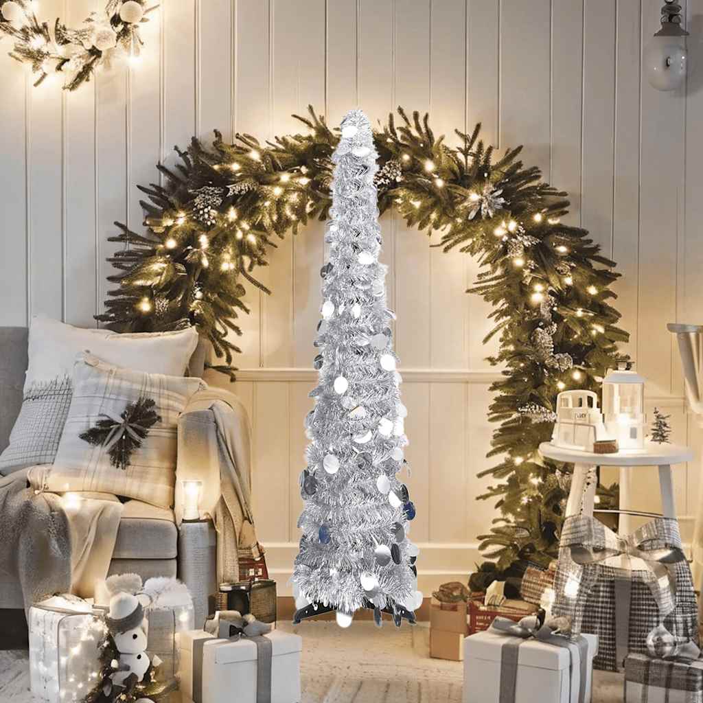 Vidaxl Kunstkerstboom pop-up 120 cm Pet Silver Colored