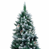 Vidaxl kunstkerstboom avec des pignons et une neige blanche 210 cm