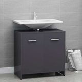 Vidaxl badkamerkast 60x33x61 cm spaanplaat hoogglans grijs