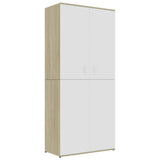 Armoire à chaussures Vidaxl 80x39x178 cm en bois de bois de blanc et couleur chêne sonoma