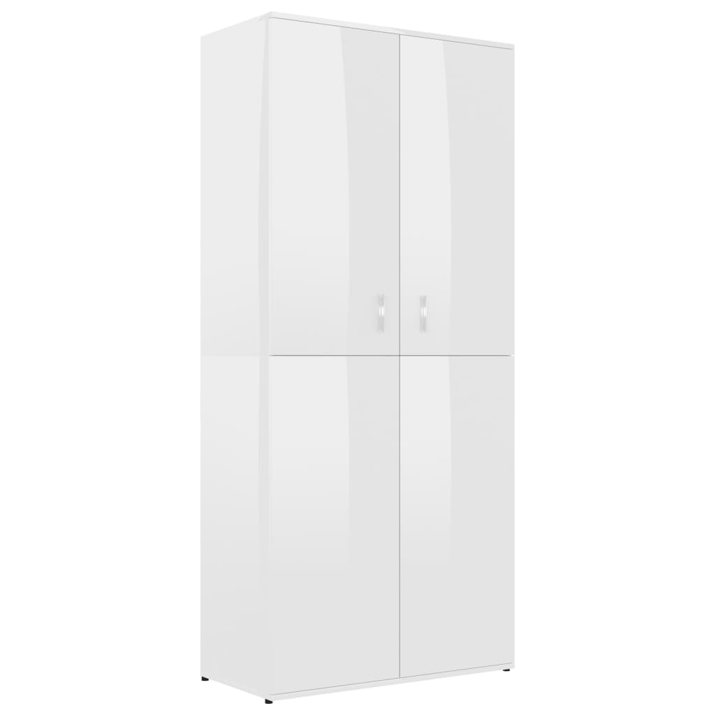 VidaXL shoe cabinet 80x39x178 cm processed wood high gloss white