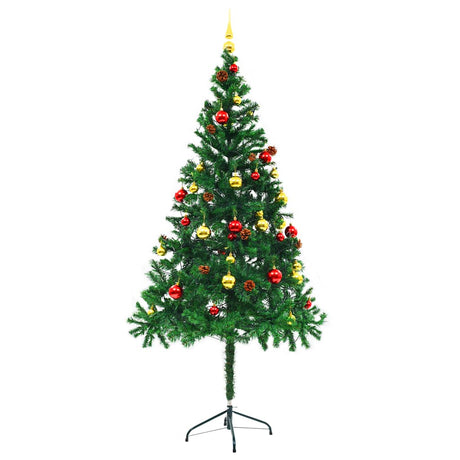 Vidaxl kunstkerstboom avec éclairage et balles de Noël 180 cm verts