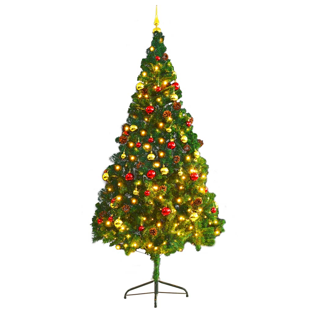 Vidaxl kunstkerstboom avec éclairage et balles de Noël 210 cm verts