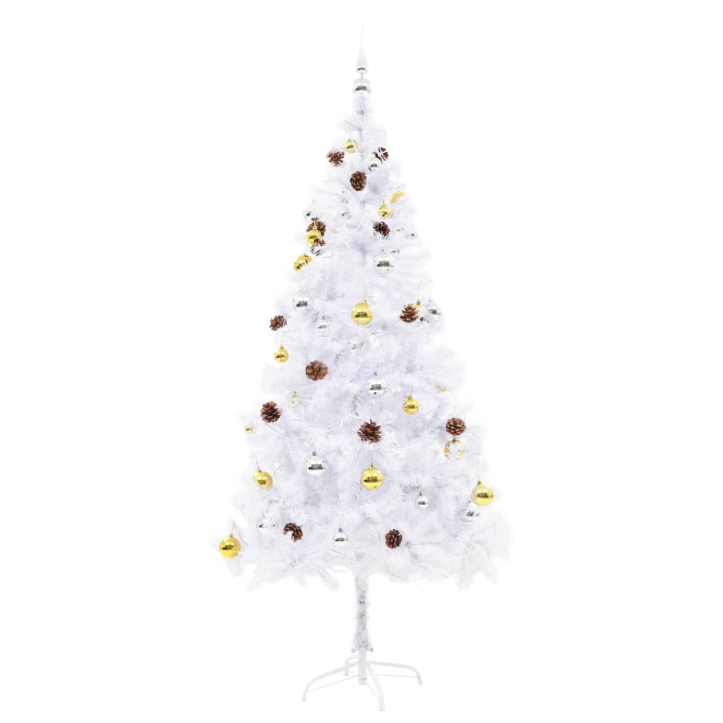 Vidaxl Kunstkerstboom con illuminazione e palle di Natale da 180 cm bianco