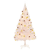 Vidaxl kunstkerstboom avec éclairage et balles de Noël 210 cm blancs