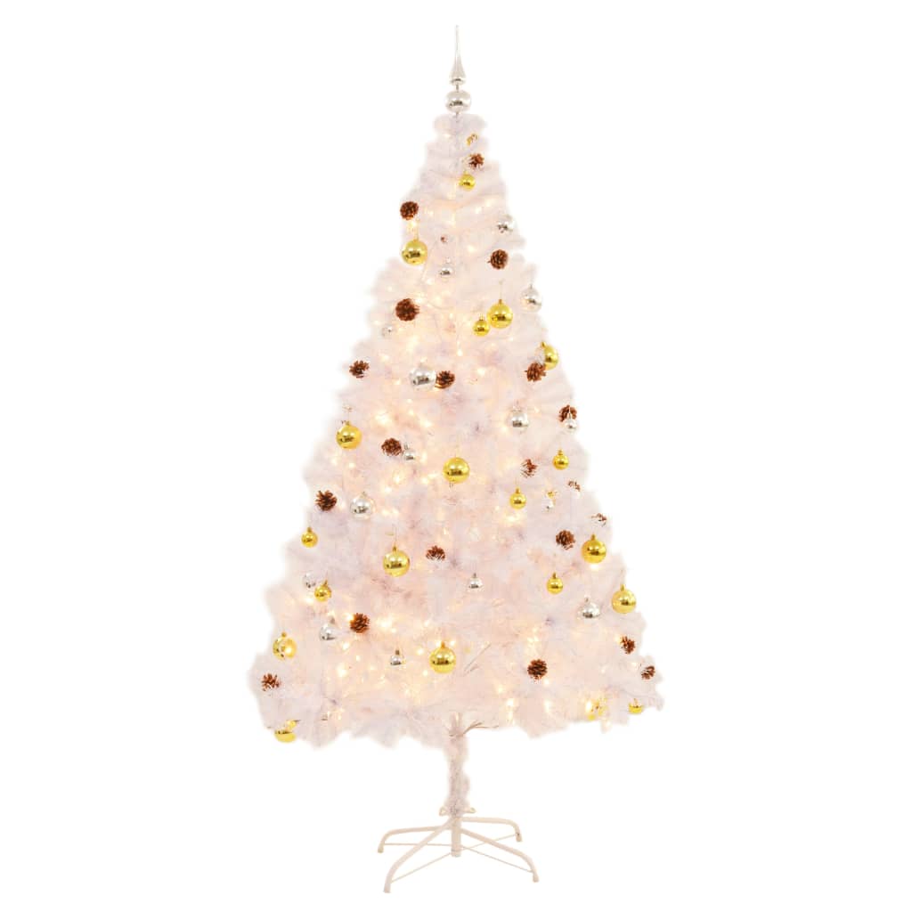 Vidaxl Kunstkerstboom with lighting and Christmas balls 210 cm white