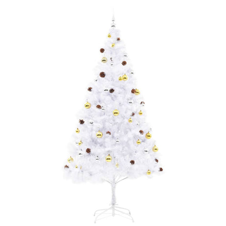 Vidaxl kunstkerstboom avec éclairage et balles de Noël 210 cm blancs