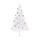 Vidaxl Kunstkerstboom with lighting and Christmas balls 210 cm white