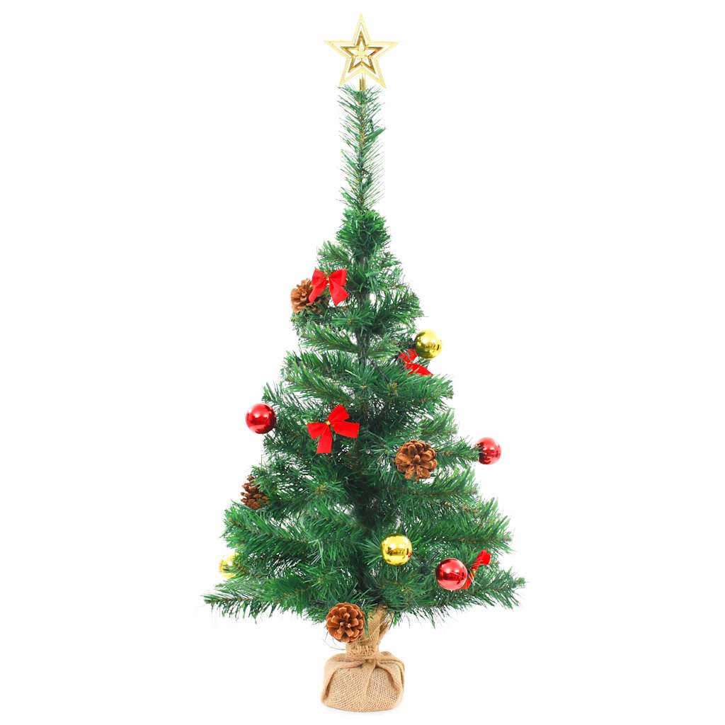 Vidaxl Kunstkerstboom con illuminazione e palle di Natale 64 cm verdi