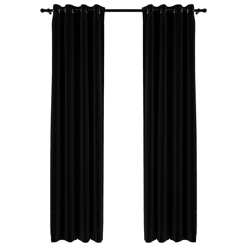 VidaXL Curtains Linen Look Damning Eyes 2 st 140x225 cm Black