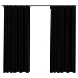 Vidaxl rideaux en lin look accablatif crochets 2 st 140x175 cm noir
