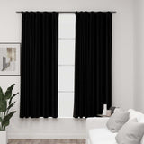 VidaXL Curtains Linen Look Damning hooks 2 st 140x175 cm Black