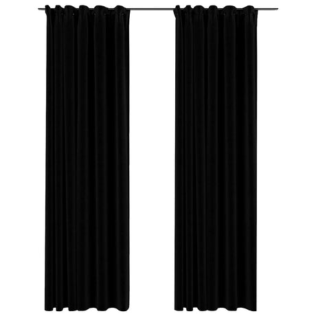 Vidaxl rideaux en lin Look Blackout Hooks 2 ST 140x225 cm noir