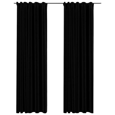 Vidaxl rideaux en lin Look Blackout Hooks 2 ST 140x245 cm noir