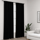 Vidaxl curtains linen look blackout hooks 2 st 140x245 cm black