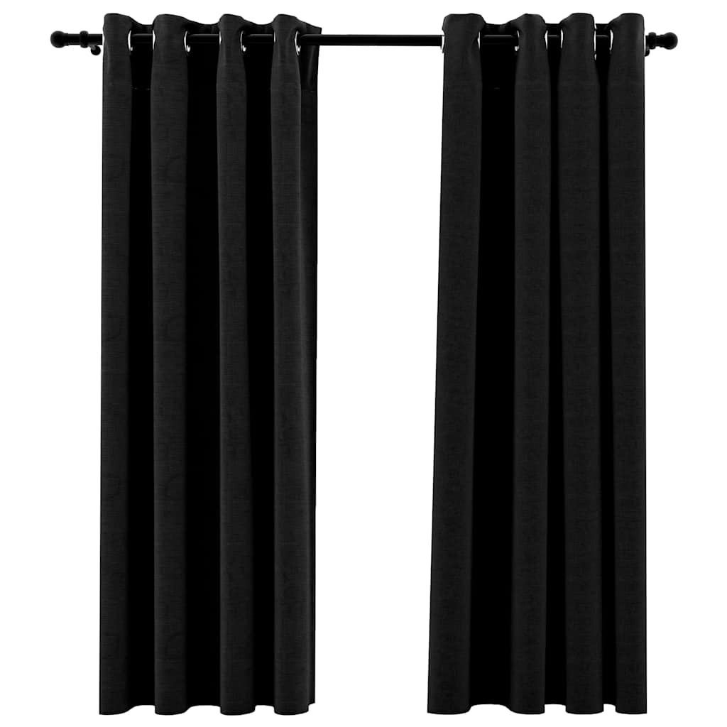 Vidaxl curtains linen look blackout 2 pcs 140x175 cm anthracite