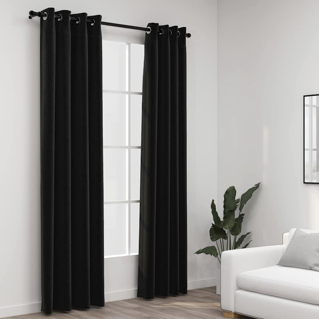 Vidaxl gardiner Linned Look Blackout 2 PCS 140x225 cm Anthracite