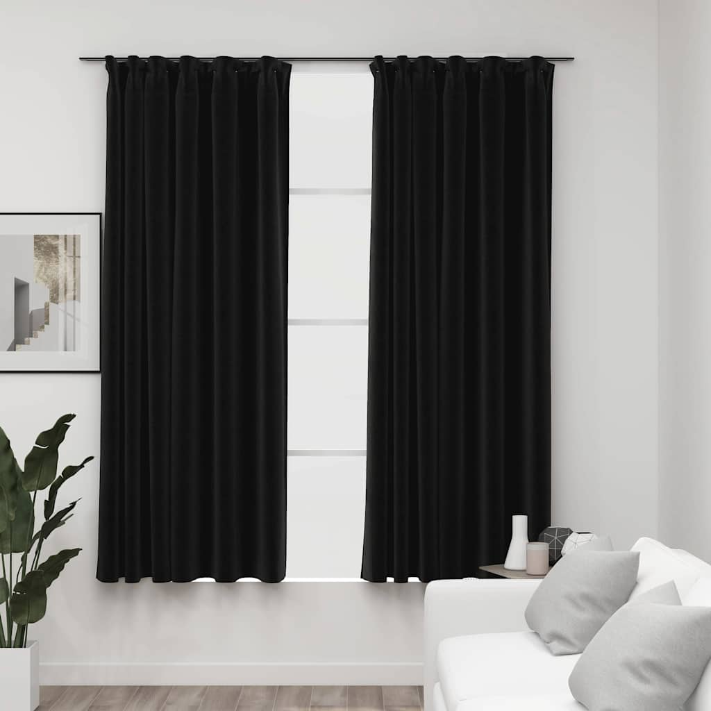 Vidaxl rideaux de lin accrocheur 2 ST 140x175 cm anthracite