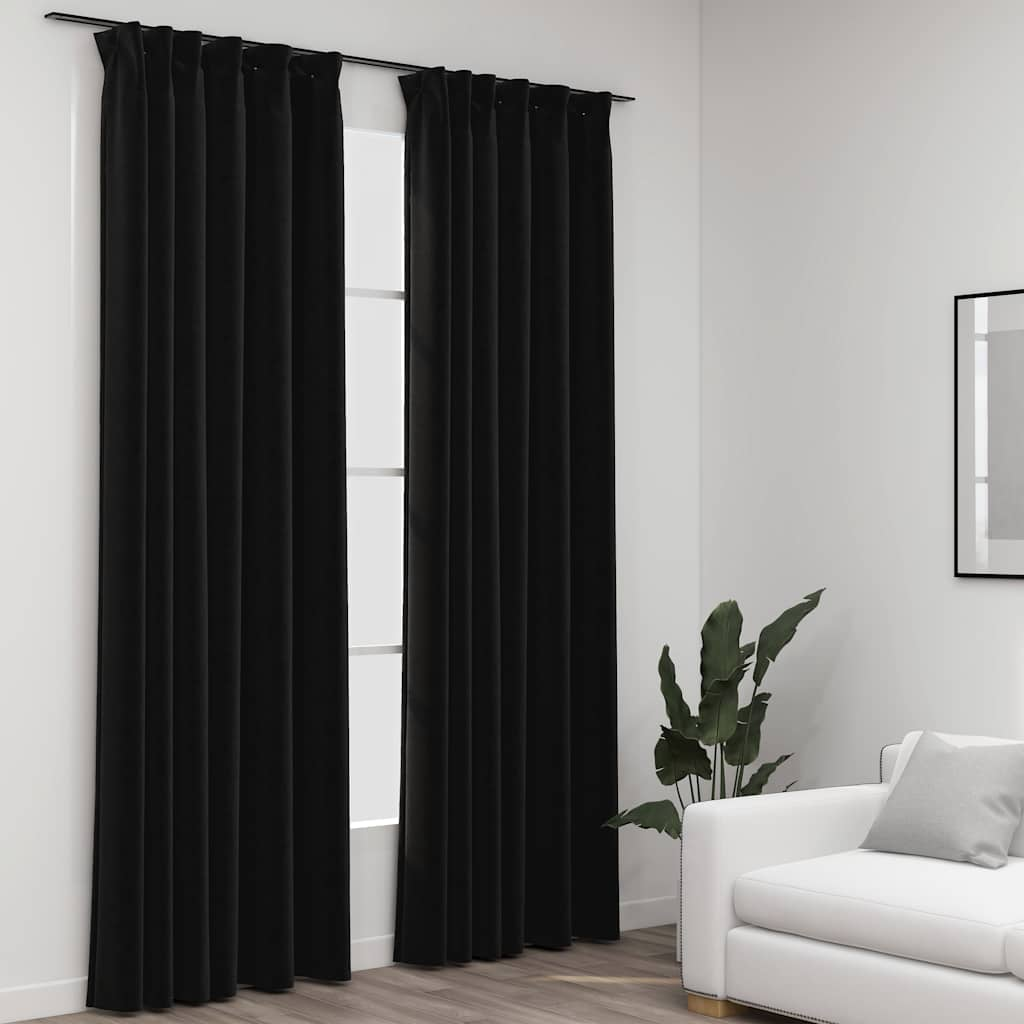 VidaXL Curtains Linen Damning hooks 2 st 140x225 cm anthracite