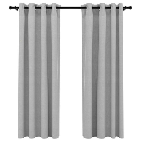 Vidaxl rideaux en lin look accablant les yeux 2 st 140x175 cm gris